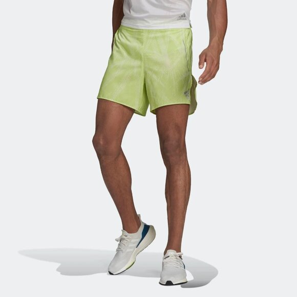 Adidas Mens Running BTN Shorts H61161 Lime Wicking 5" Size XS Extra Small - Picture 1 of 6